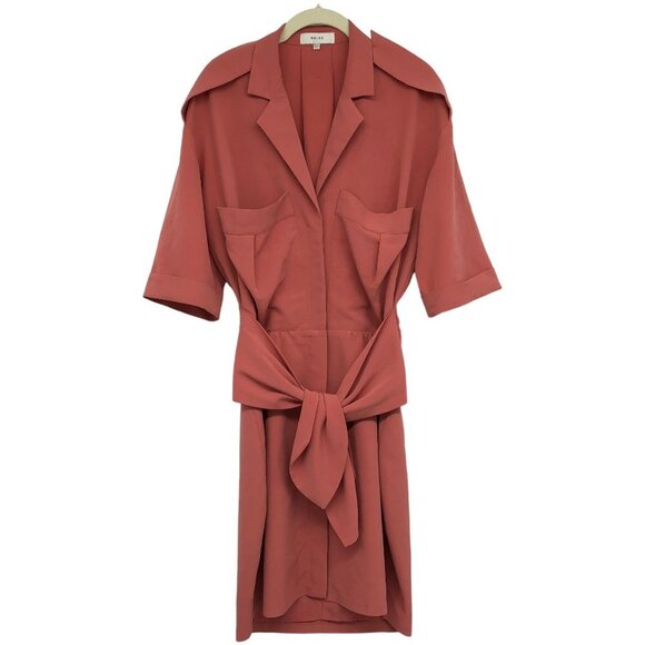Reiss Arizona Utility Tie Shirt Dress in Dusty Rose Women's Size 4 - Picture 2 of 16